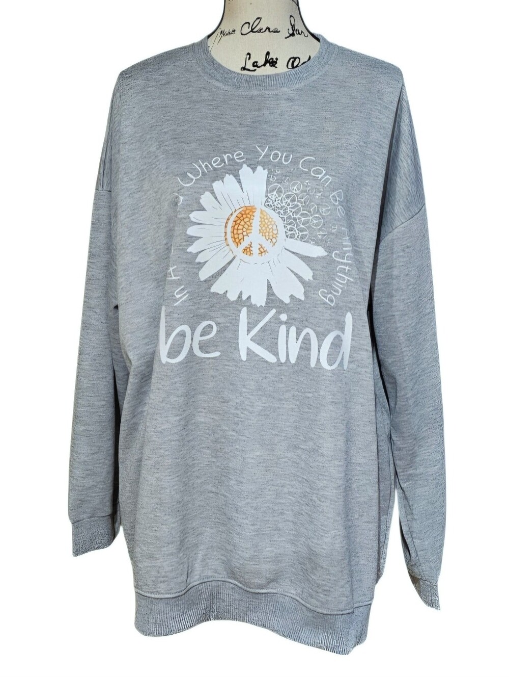 Be Kind Grey Floral Graphic Sweatshirt - Picture 6 of 6